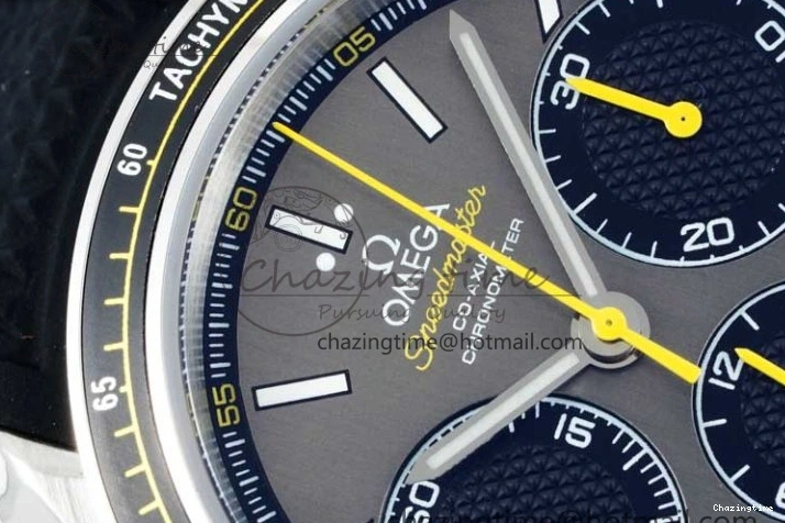 0304 ZipUp Speedmaster Racing Master SS HKF Best Edition Gray Black Dial on Black Rubber Strap A 7811